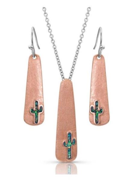 Montana Silversmiths Desert Sun Opal Cactus Jewelry Set JS4370