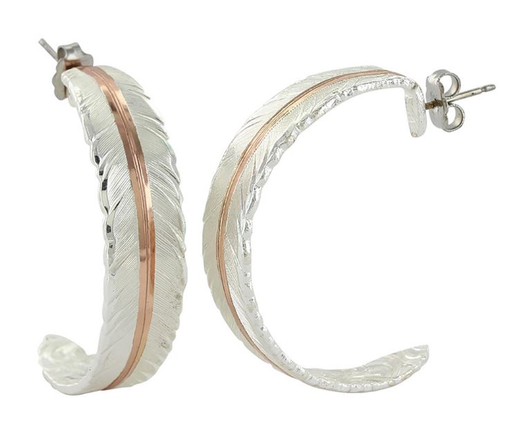 Montana Silversmiths Feather Hoop Silver Earrings ER3430RG