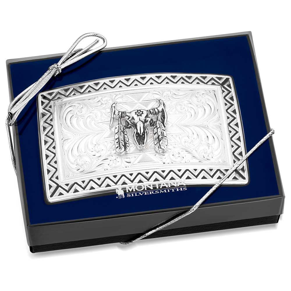 Montana Silversmiths Four Winds Buckle With Buffalo Skull 54210-447M