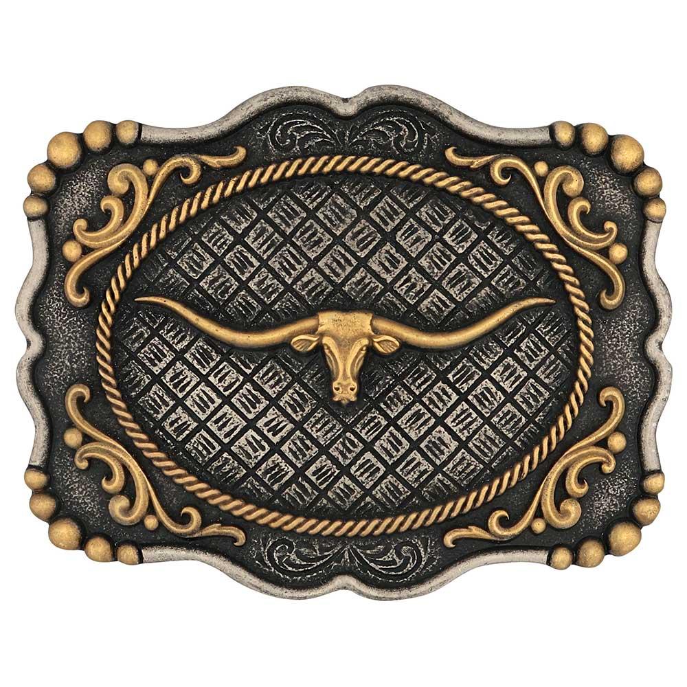 Montana Silversmiths Framed Longhorn Attitude Buckle A1003P