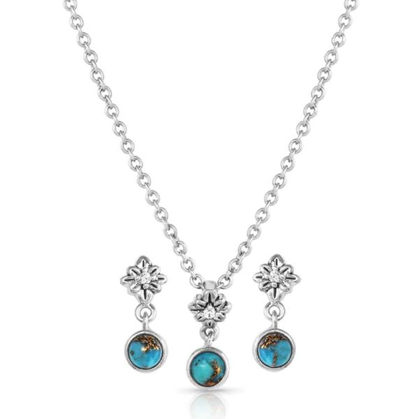 Montana Silversmiths Head Over Heels Turquoise/Silver Women's Necklace and Earrings Set JS5464