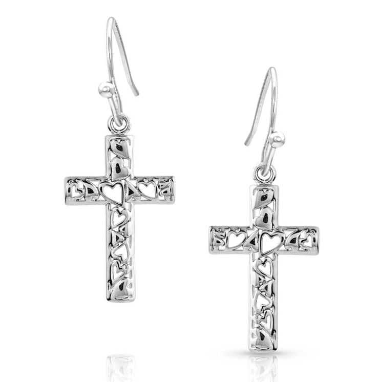 Montana Silversmiths Heartfelt Faith Cross Earrings ER5699
