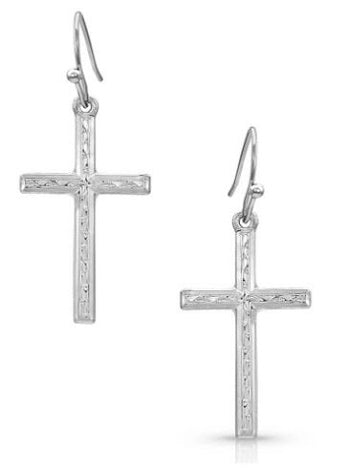 Montana Silversmiths Ladies Silver Gratitude Cross Earrings ER4342