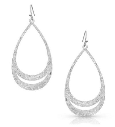 Montana Silversmiths Ladies Silver Think Twice Teardrop Earrings ER4440