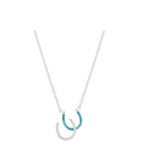 Montana Silversmiths Opal River Lights Double Horseshoe Womens Necklace NC3977
