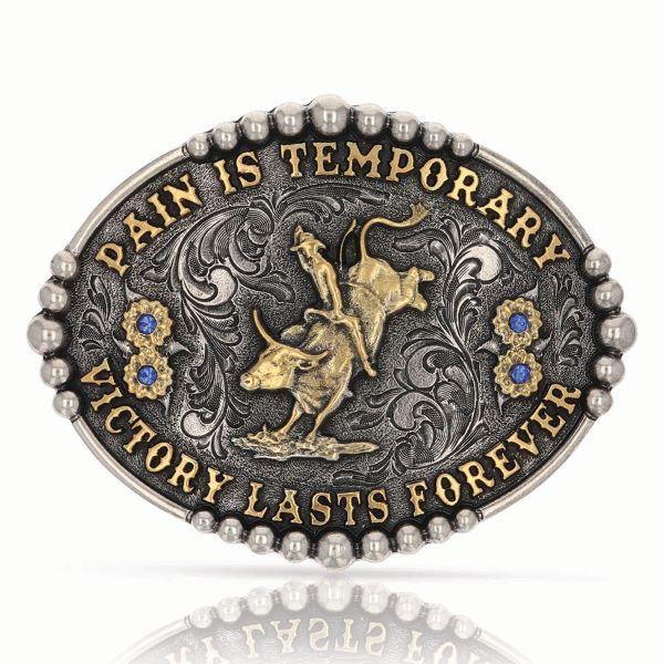 Montana Silversmiths Pain is Temporary Bull Riding Attitude Men's Buckle A829