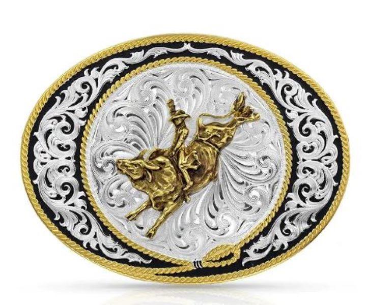 Montana Silversmiths Ranch Rope Bull Rider Buckle 6190-528