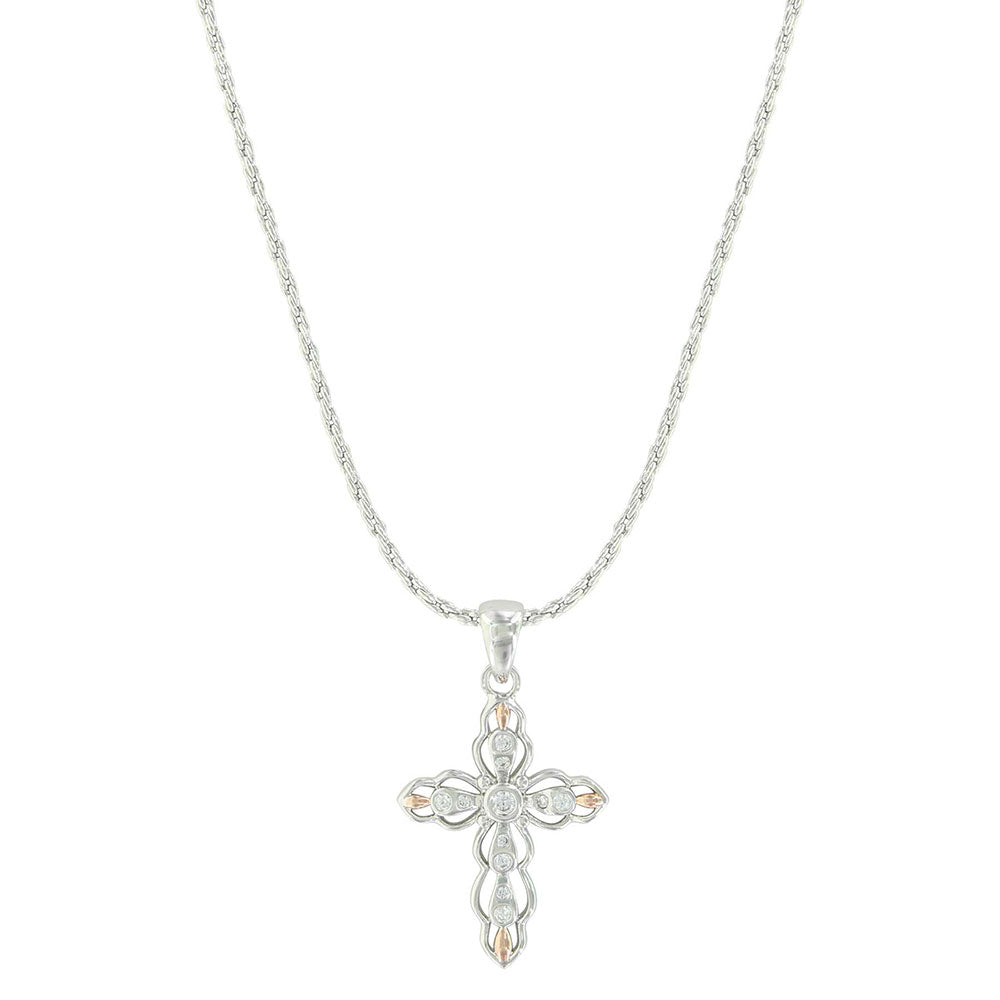Montana Silversmiths Silver Against the Light Cross Necklace NC3978RG