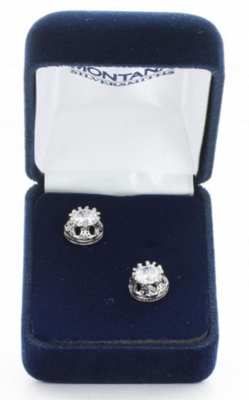 Montana Silversmiths Small Stone with Horseshoes Silver Earrings ER3561