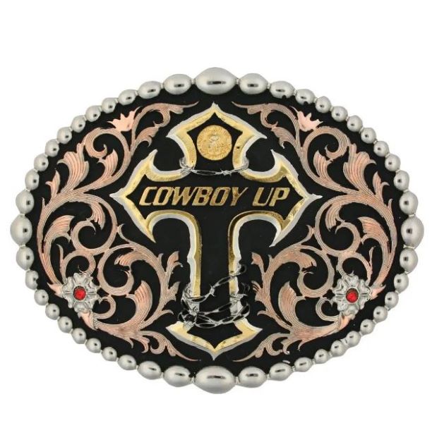 Montana Silversmiths Tri Color Cross/Cowboy Up Montana Silversmiths Buckles 60990
