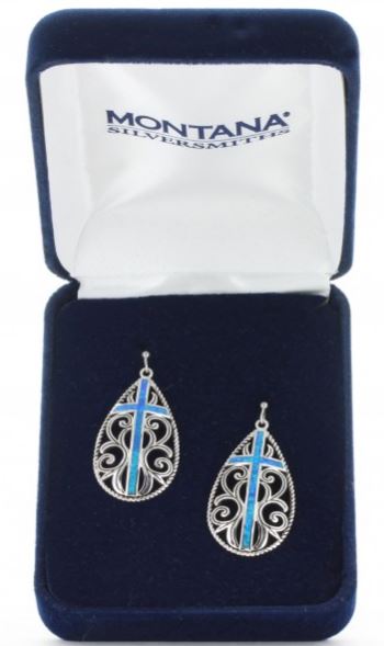 Montana Silversmiths Turquise Cross with Silver Earrings ER3555