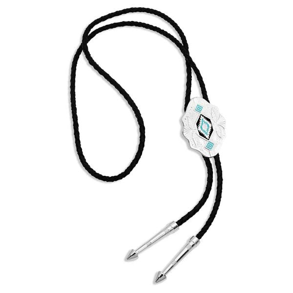 Montana Silversmiths Turquoise/Black/Silver Southwest Scalloped Bolo Tie BT190TQ