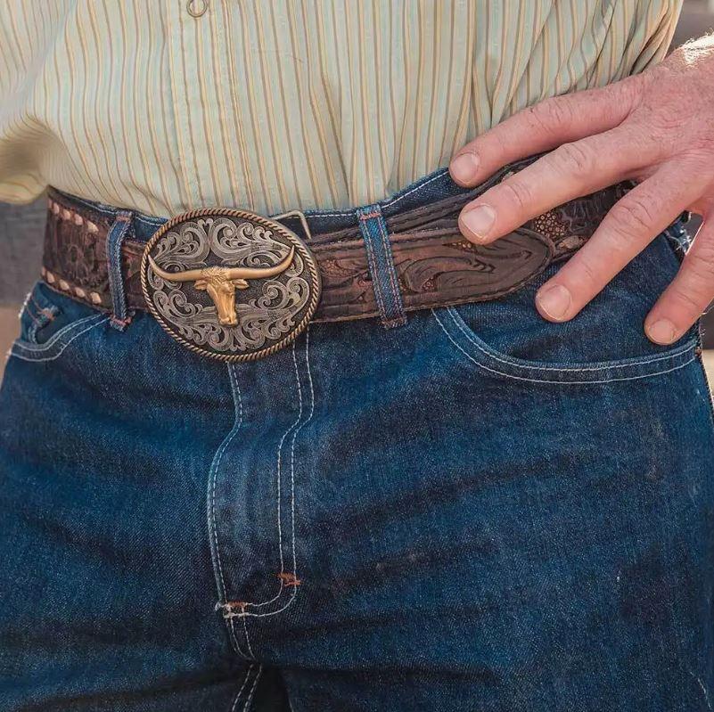 Montana Silversmiths Two-Tone Longhorn Attitude Buckle A1015P