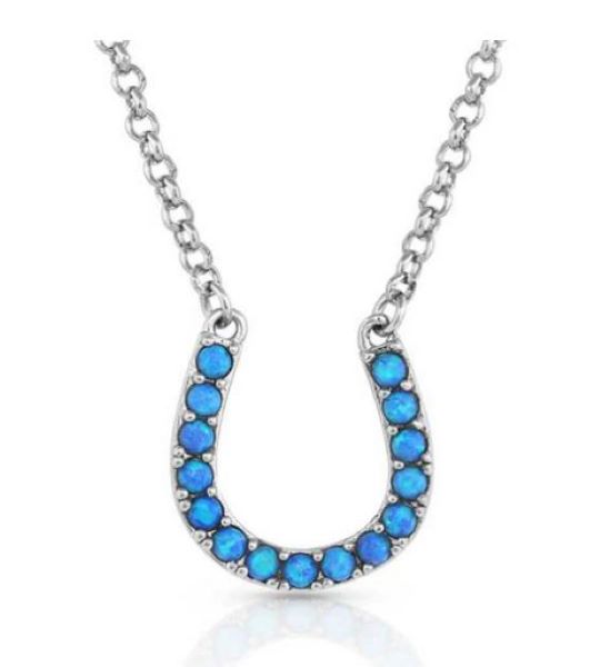 Montana Silversmiths Water's Luck Horseshoe Opal Necklace NC5256