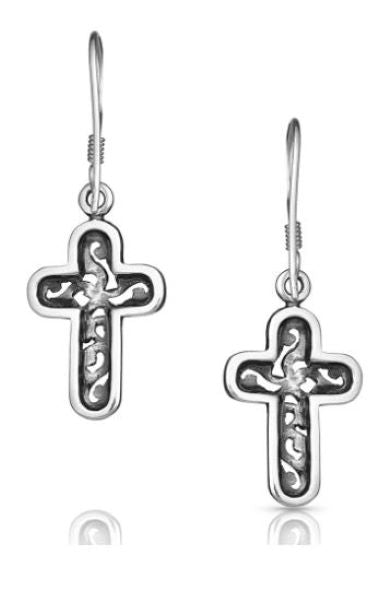 Montana Silversmiths Wrapped Filigree Cross Women's Earrings ER4784