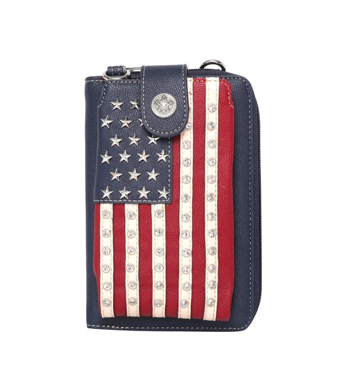 Montana West Navy American Pride Phone Case Crossbody Wallet US04-183NY