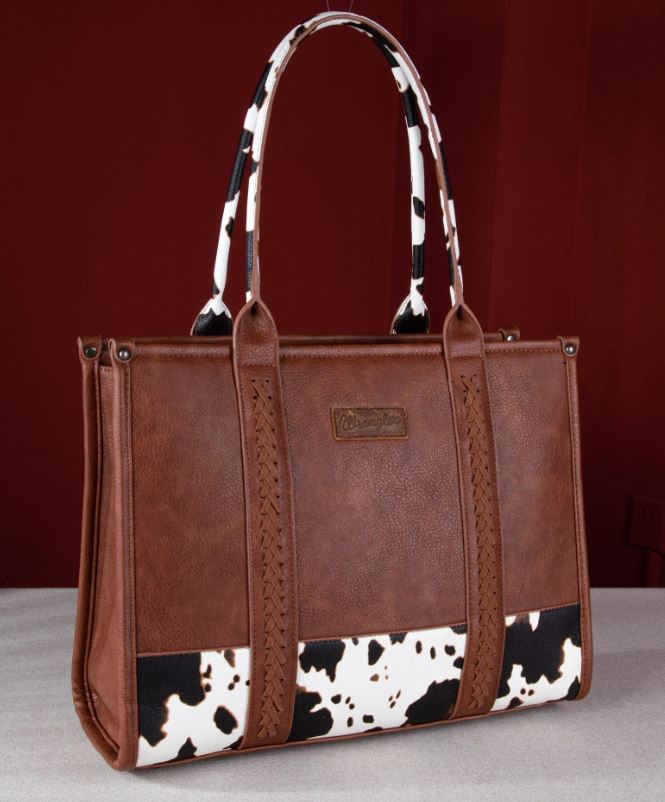 Montana West Wrangler Cow Print Concealed Carry Wide Tote Bag WG102G-8119