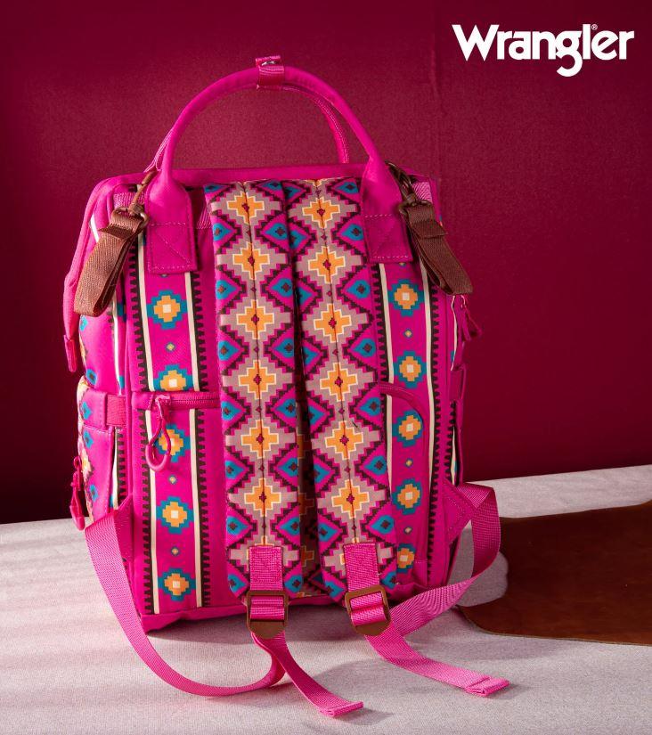 Montana West Wrangler Hot Pink Aztec Printed Callie Backpack WG2204-9110