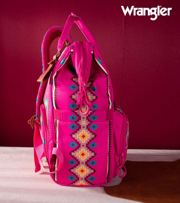 Montana West Wrangler Hot Pink Aztec Printed Callie Backpack WG2204-9110