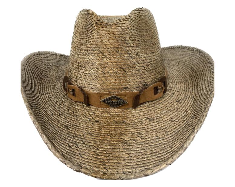 Monterrey Bay Palm Leaf Straw Stained/Burned Men's Western Cowboy Hats MONTERREYBAY
