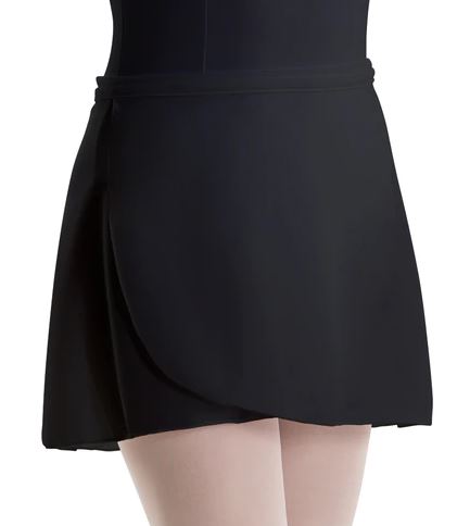 Motionwear Black Short Wrap Tie Crepe Adult Skirt 1021