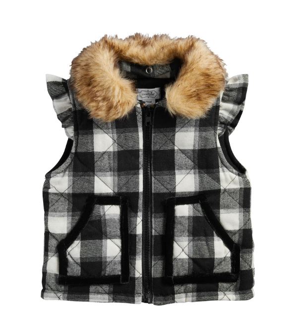 Mud Pie Black Check Girls Quilted Vest 11080092