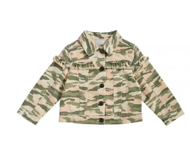 Mud Pie Camo Toddler Girl Canvas Ruffle Jacket 11080104