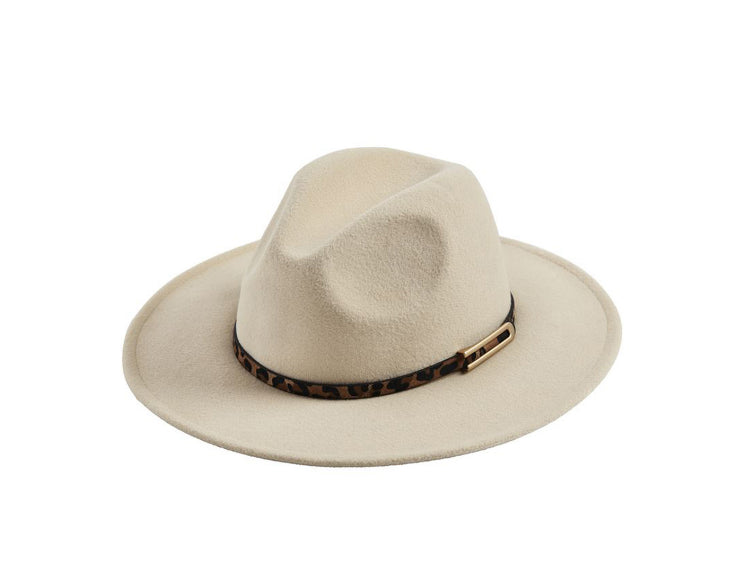 Mud Pie Cream Leopard Band Womens Fedora 86010031CR