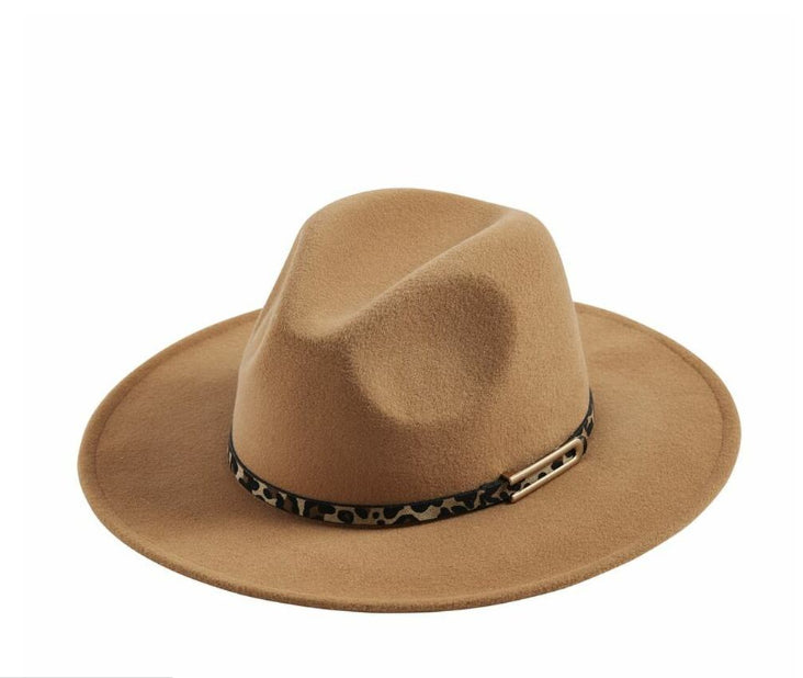 Mud Pie Tan Leopard Band Womens Fedora 86010031TN