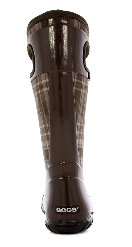 Multi Plaid Tall Waterproof Insulated Bogs Womens Rain Boots