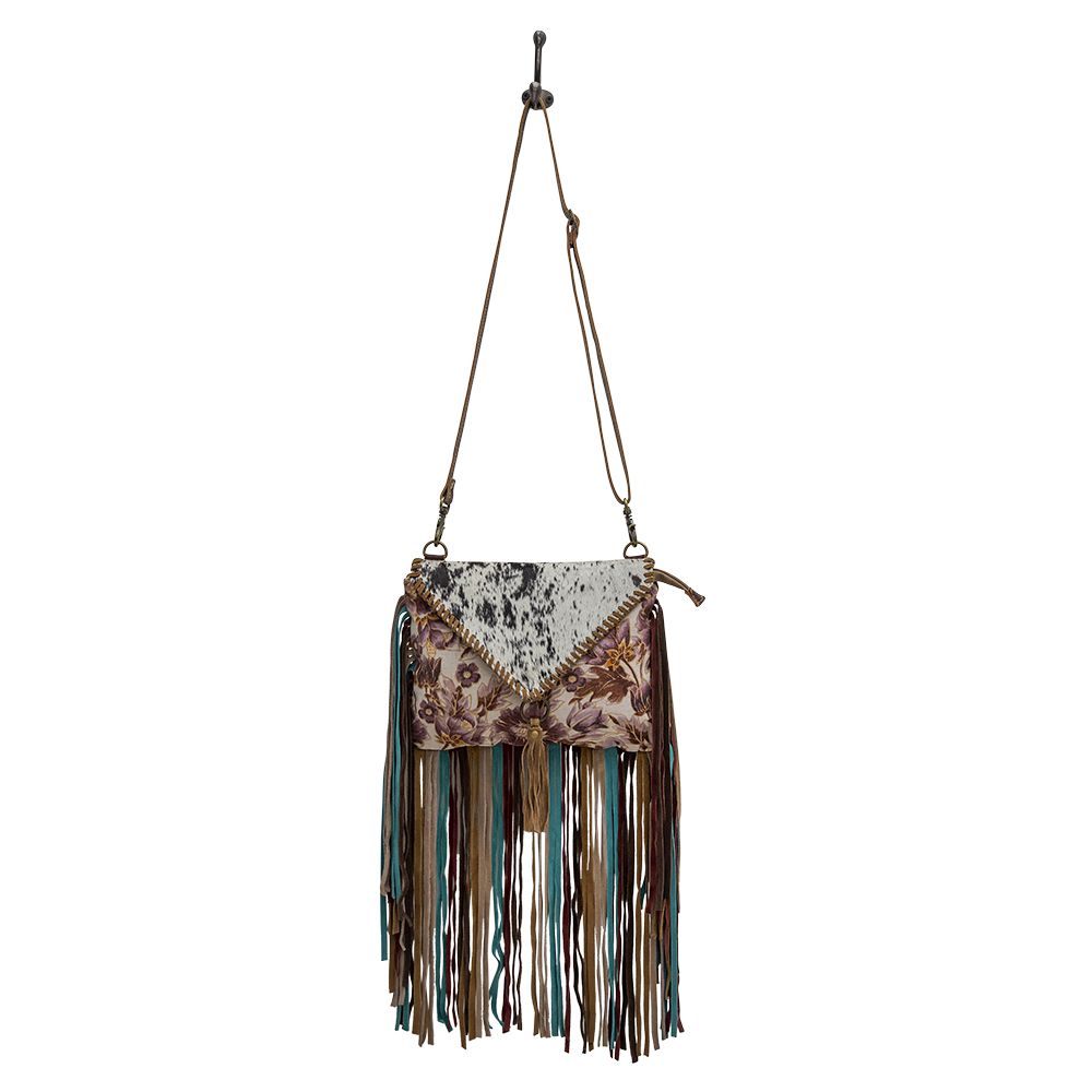 Myra Bag Altres Floral Leather Fringe Crossbody Bag S-6756