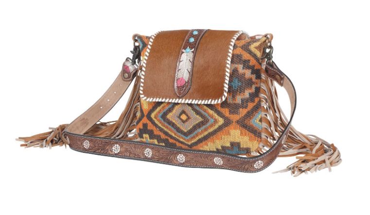 Myra Bag Beaded Frill Hand-Tooled Bag S-4332