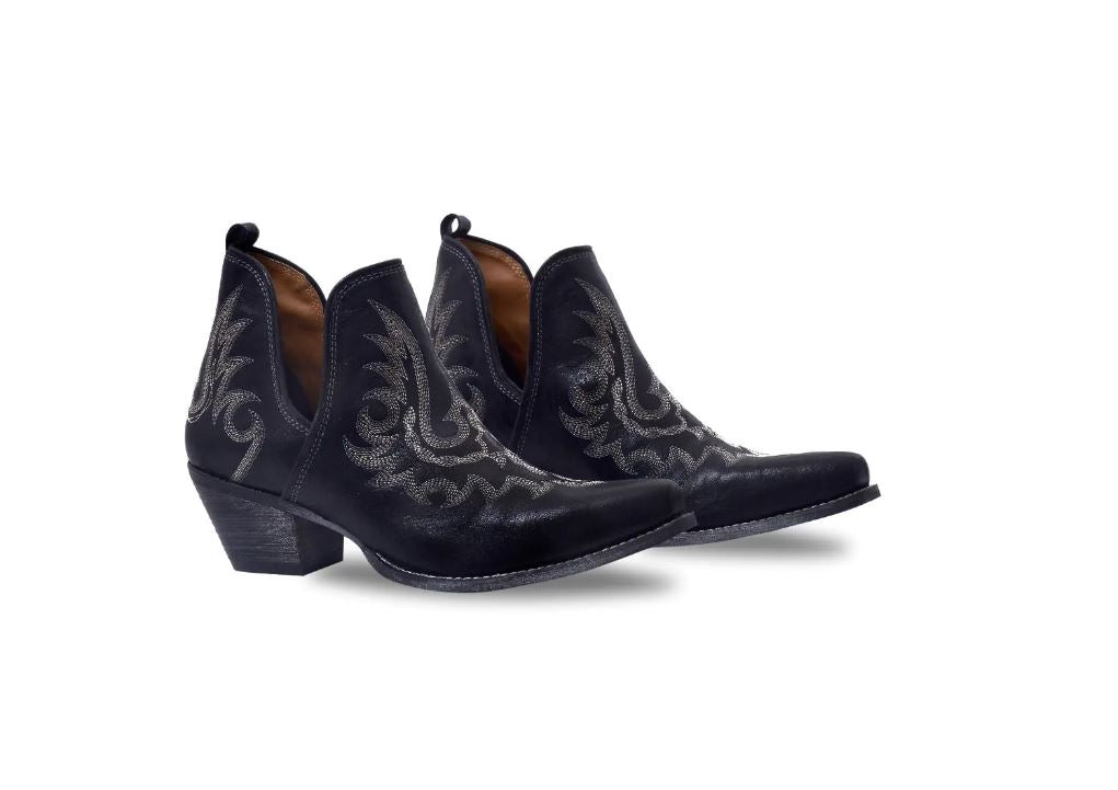 Myra Bag Black Lasso Lace Stitched Leather Women's Boots S-7693