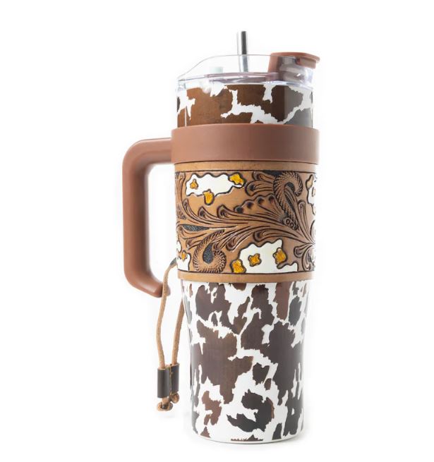 Myra Bag Brown and White Wide Wyoming Tumbler S-12053