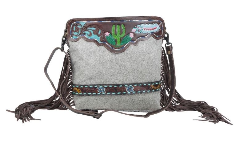 Myra Bag Crowned Hand Tooled Painted Fringe Bag S-4707