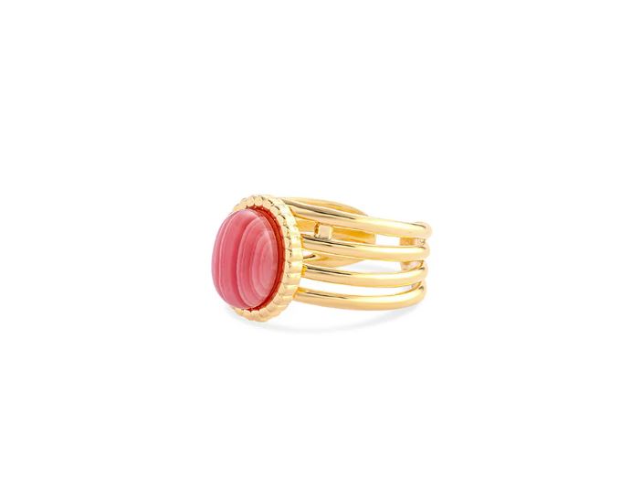 Myra Bag 'Eight Band Ring In Golden And Red' (4 Bands On Each Side Of The Stone) S-11480