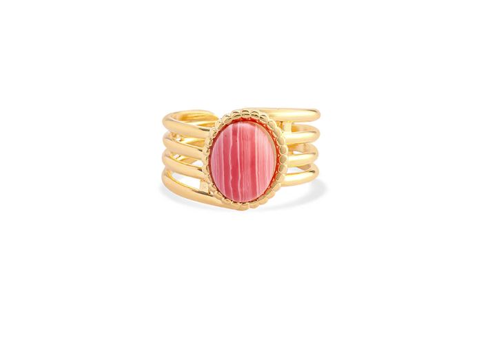 Myra Bag 'Eight Band Ring In Golden And Red' (4 Bands On Each Side Of The Stone) S-11480