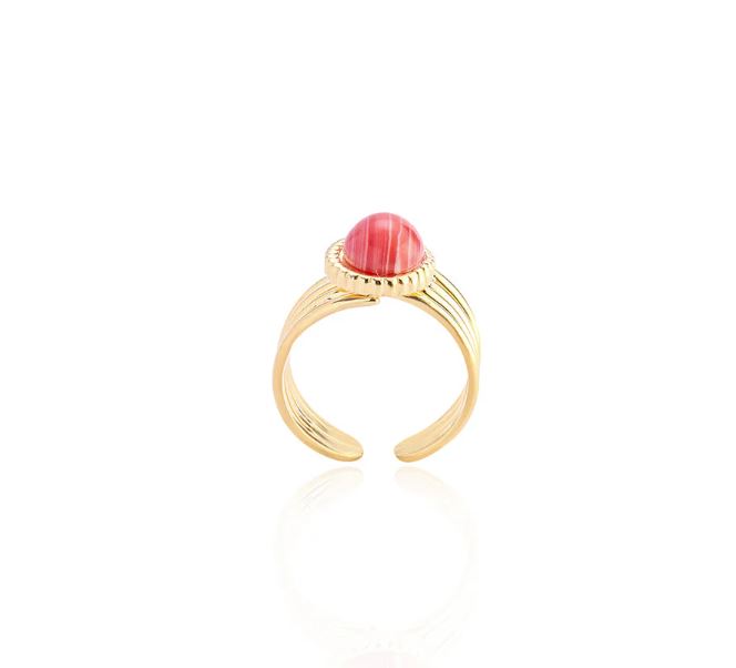 Myra Bag 'Eight Band Ring In Golden And Red' (4 Bands On Each Side Of The Stone) S-11480