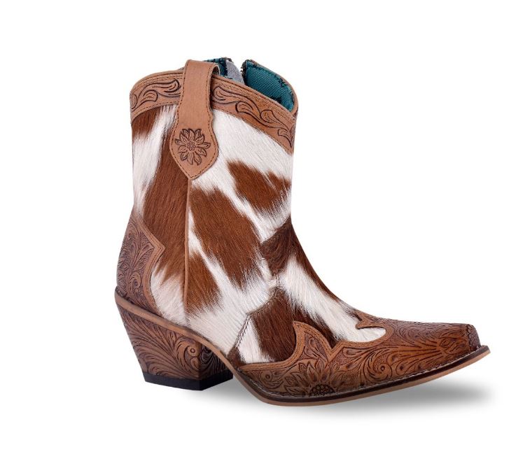 Myra Bag Georgia Trail Hair-On Hide & Hand-Tooled Leather Boots S-7701