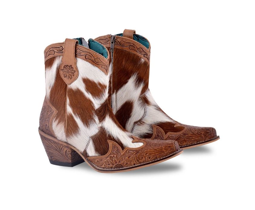Myra Bag Georgia Trail Hair-On Hide & Hand-Tooled Leather Boots S-7701