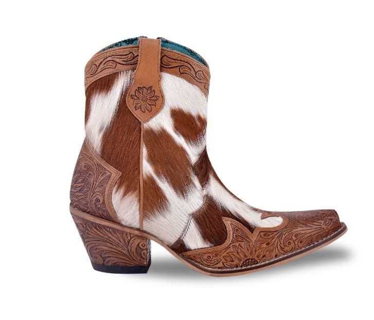 Myra Bag Georgia Trail Hair-On Hide & Hand-Tooled Leather Boots S-7701
