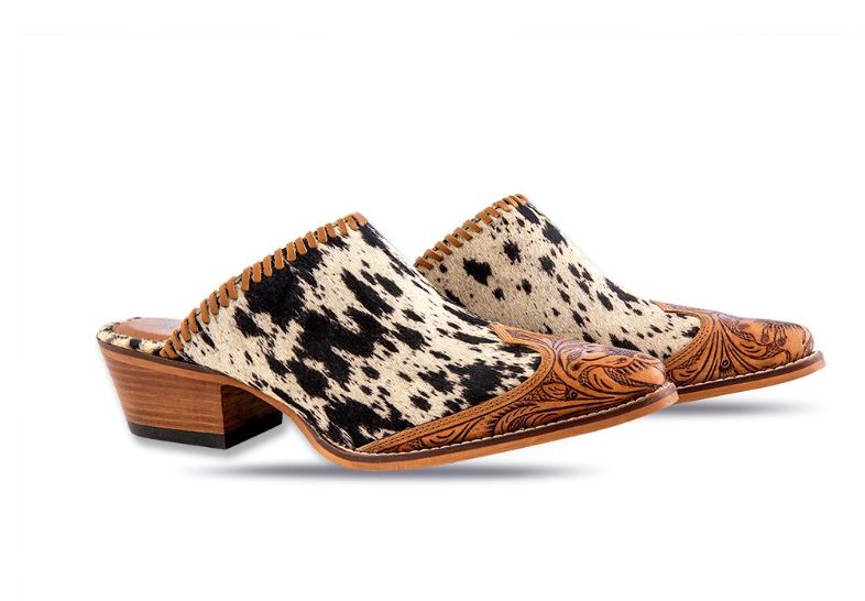 Myra Bag Heely Western Hand-Tooled Mule Shoes S-6942