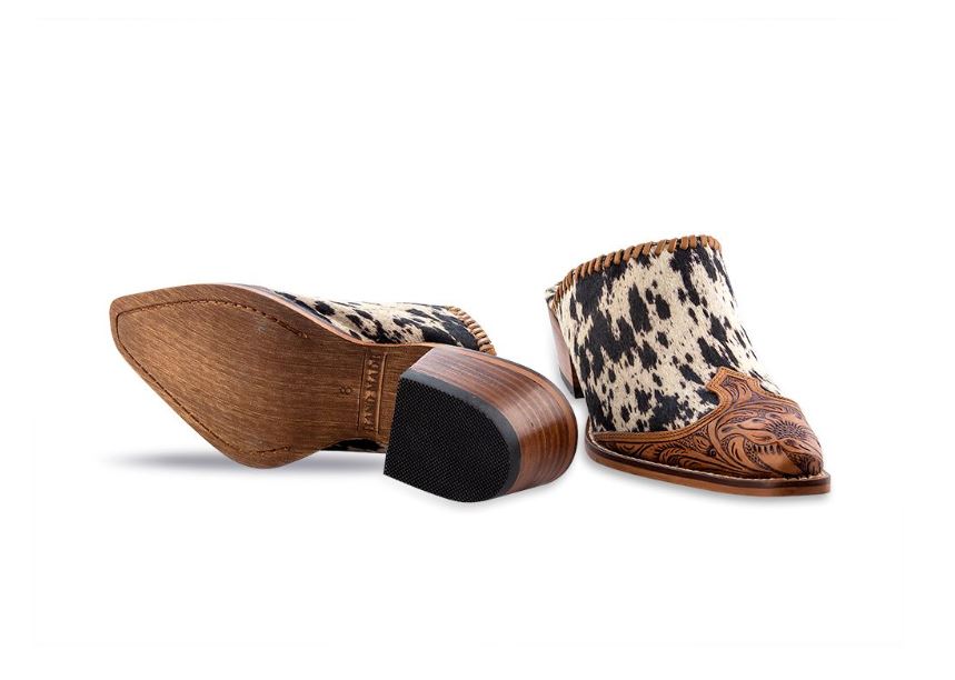 Myra Bag Heely Western Hand-Tooled Mule Shoes S-6942
