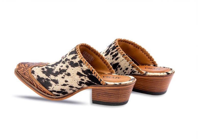 Myra Bag Heely Western Hand-Tooled Mule Shoes S-6942