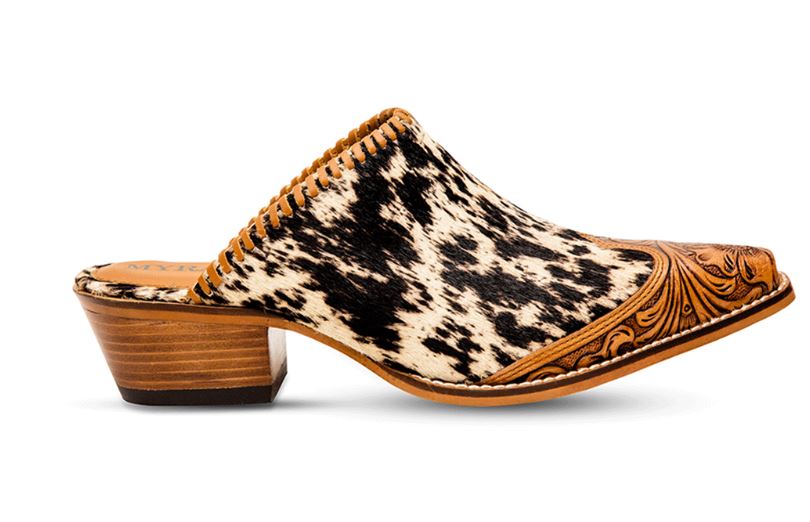Myra Bag Heely Western Hand-Tooled Mule Shoes S-6942