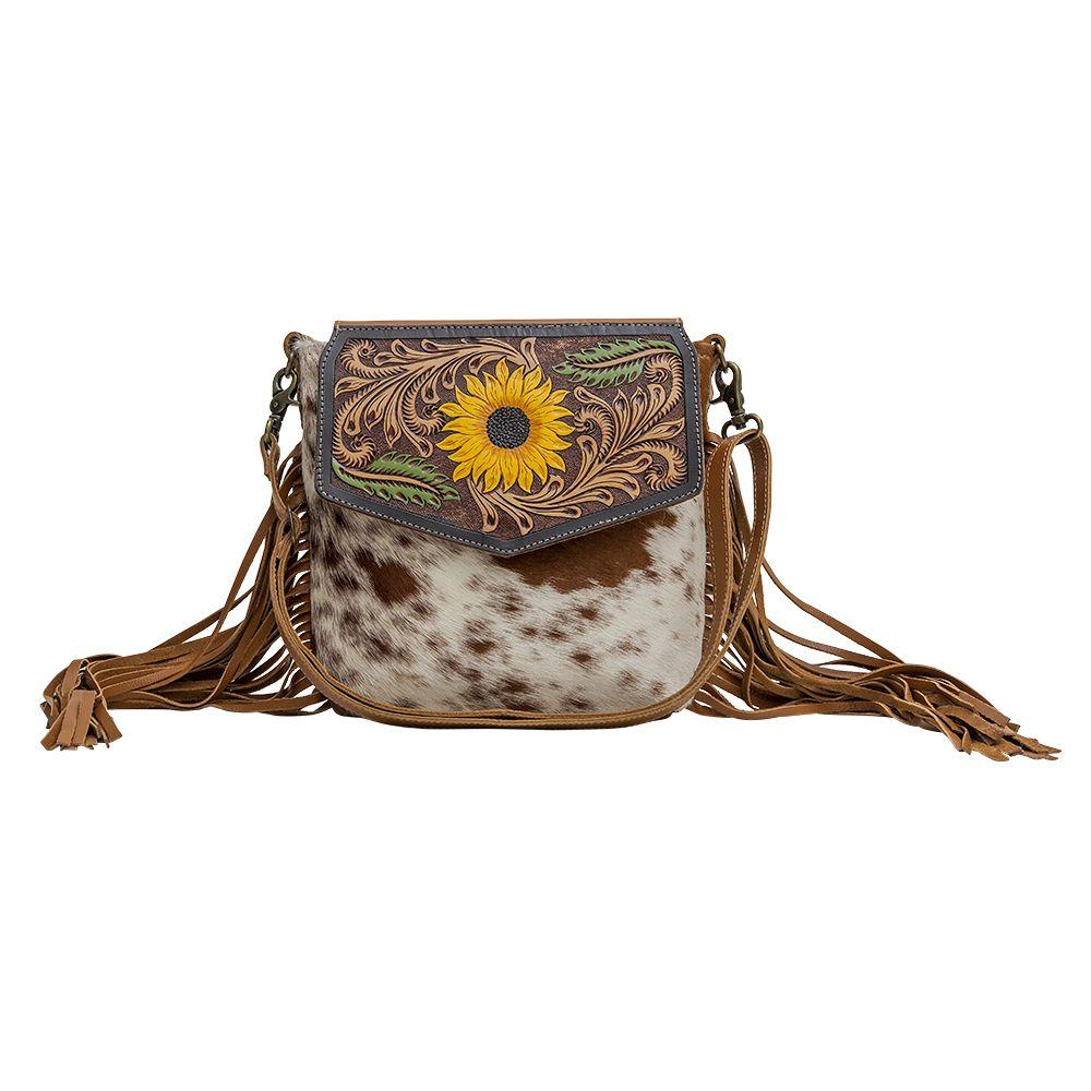 Myra Bag Jize Hand-Tooled Fringe Sunflower Bag S-6789