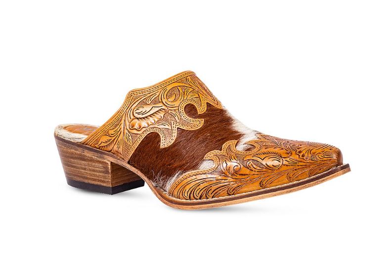Myra Bag Lacey Hand-Tooled Leather Mule Shoes S-9686