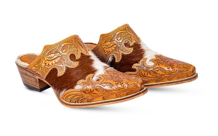 Myra Bag Lacey Hand-Tooled Leather Mule Shoes S-9686