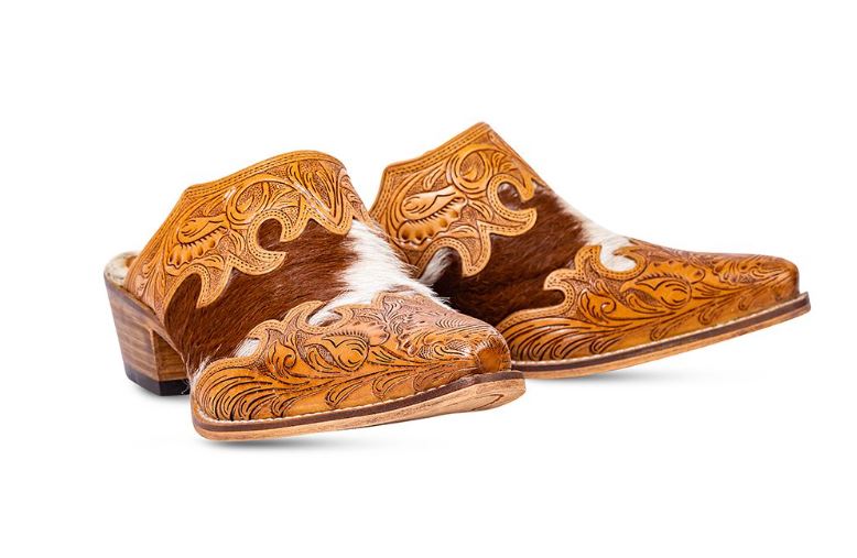 Myra Bag Lacey Hand-Tooled Leather Mule Shoes S-9686