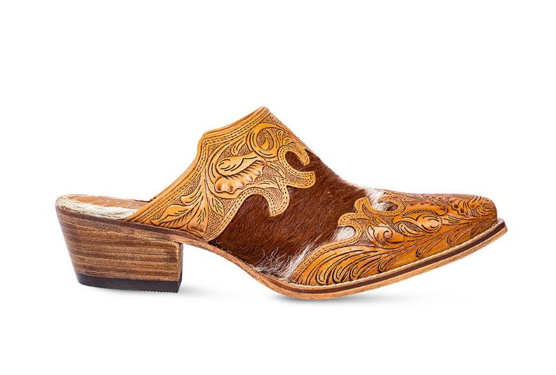 Myra Bag Lacey Hand-Tooled Leather Mule Shoes S-9686